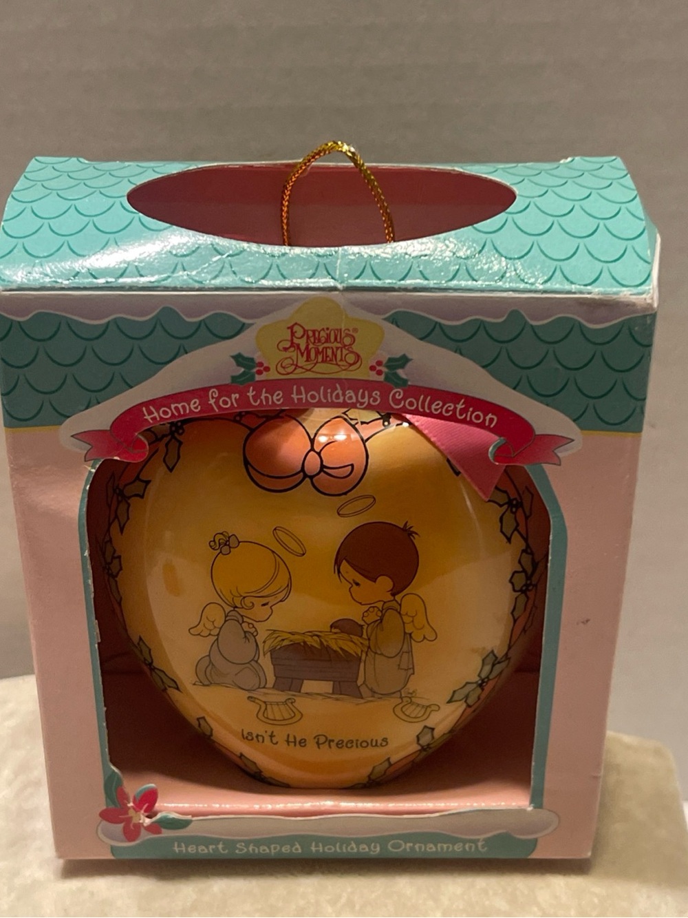Precious Moments Yellow Heart-Shaped Holiday Christmas Ornament